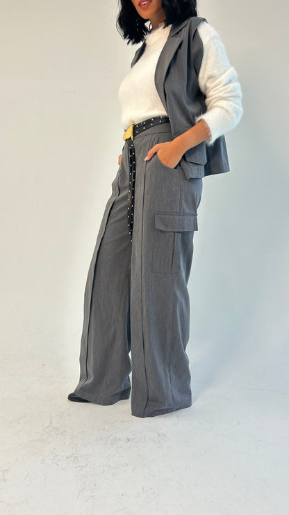Woman in Grey // Wool Cargo-Work Pants