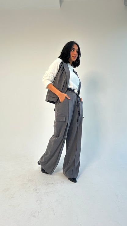 Woman in Grey // Wool Cargo-Work Pants