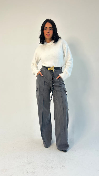 Woman in Grey // Wool Cargo-Work Pants