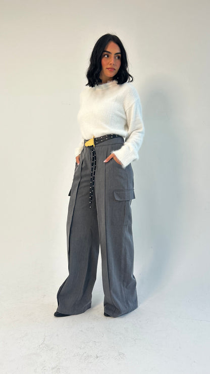 Woman in Grey // Wool Cargo-Work Pants