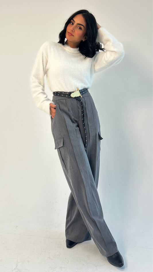 Woman in Grey // Wool Cargo-Work Pants
