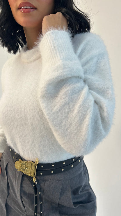 Fluffy Sweater in Off White
