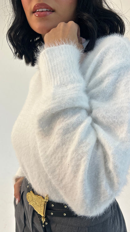 Fluffy Sweater in Off White