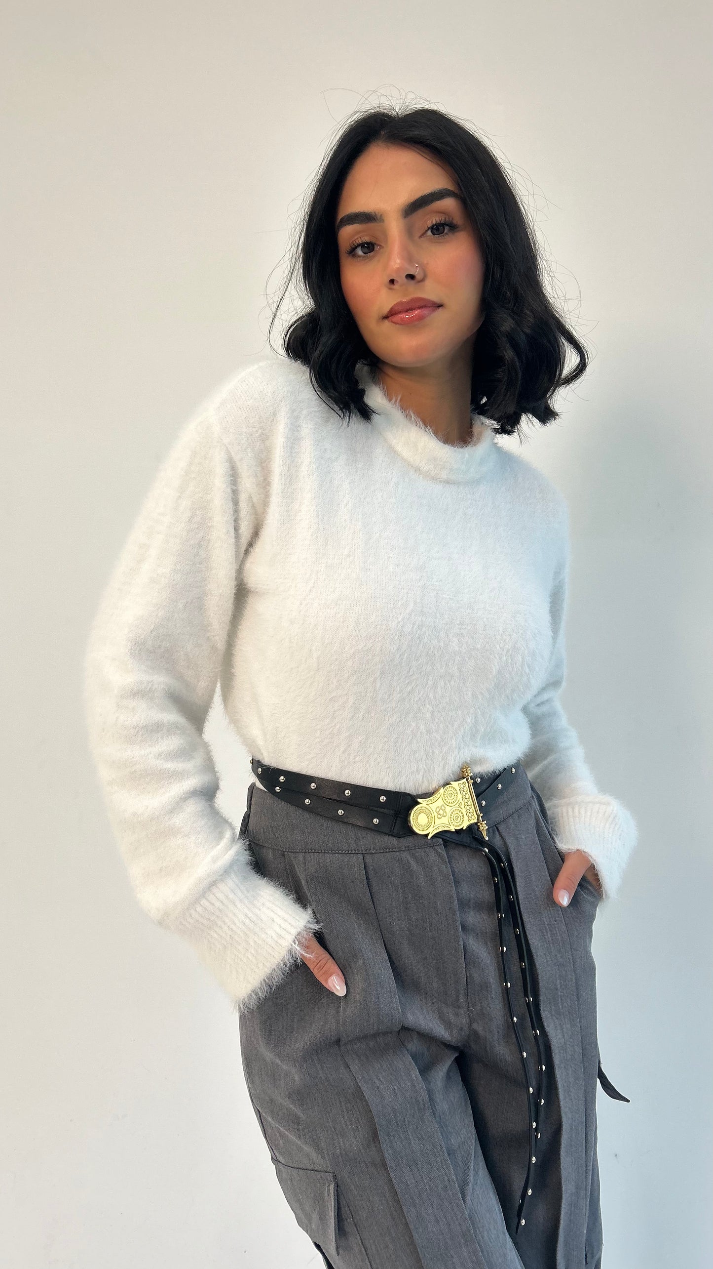 Fluffy Sweater in Off White
