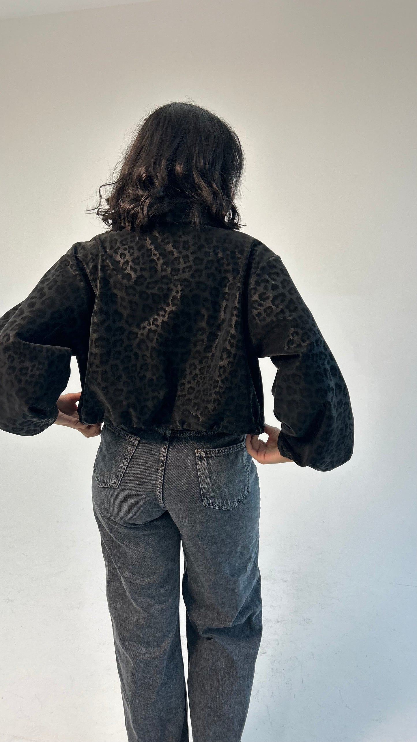 Black Cheetah Collared Jacket