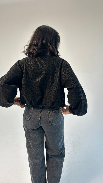 Black Cheetah Collared Jacket