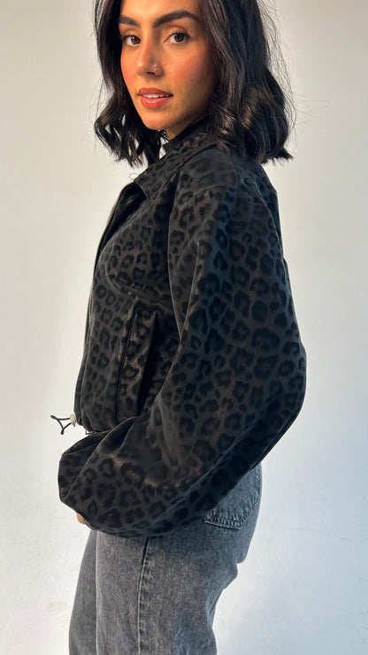 Black Cheetah Collared Jacket