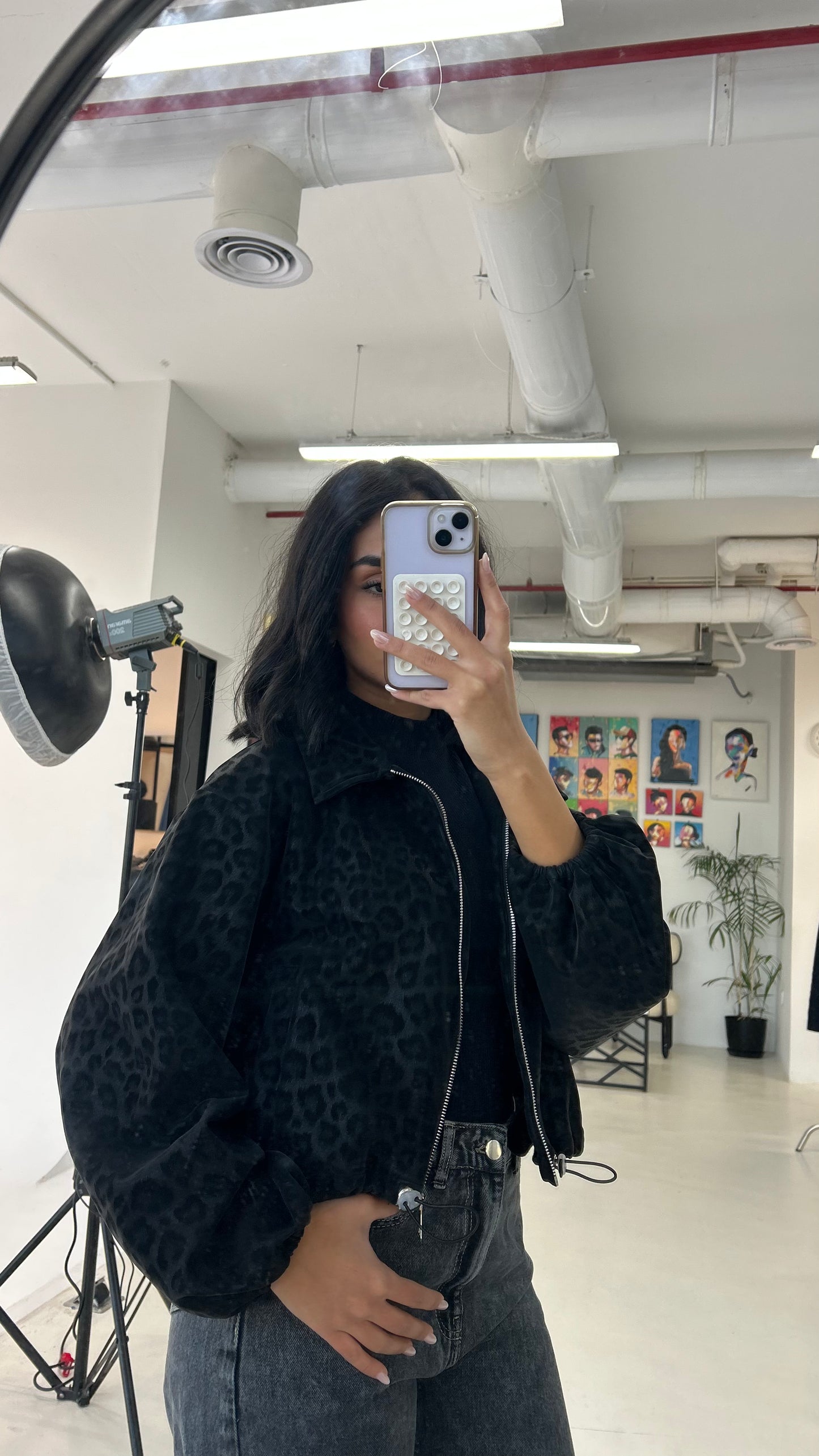 Black Cheetah Collared Jacket