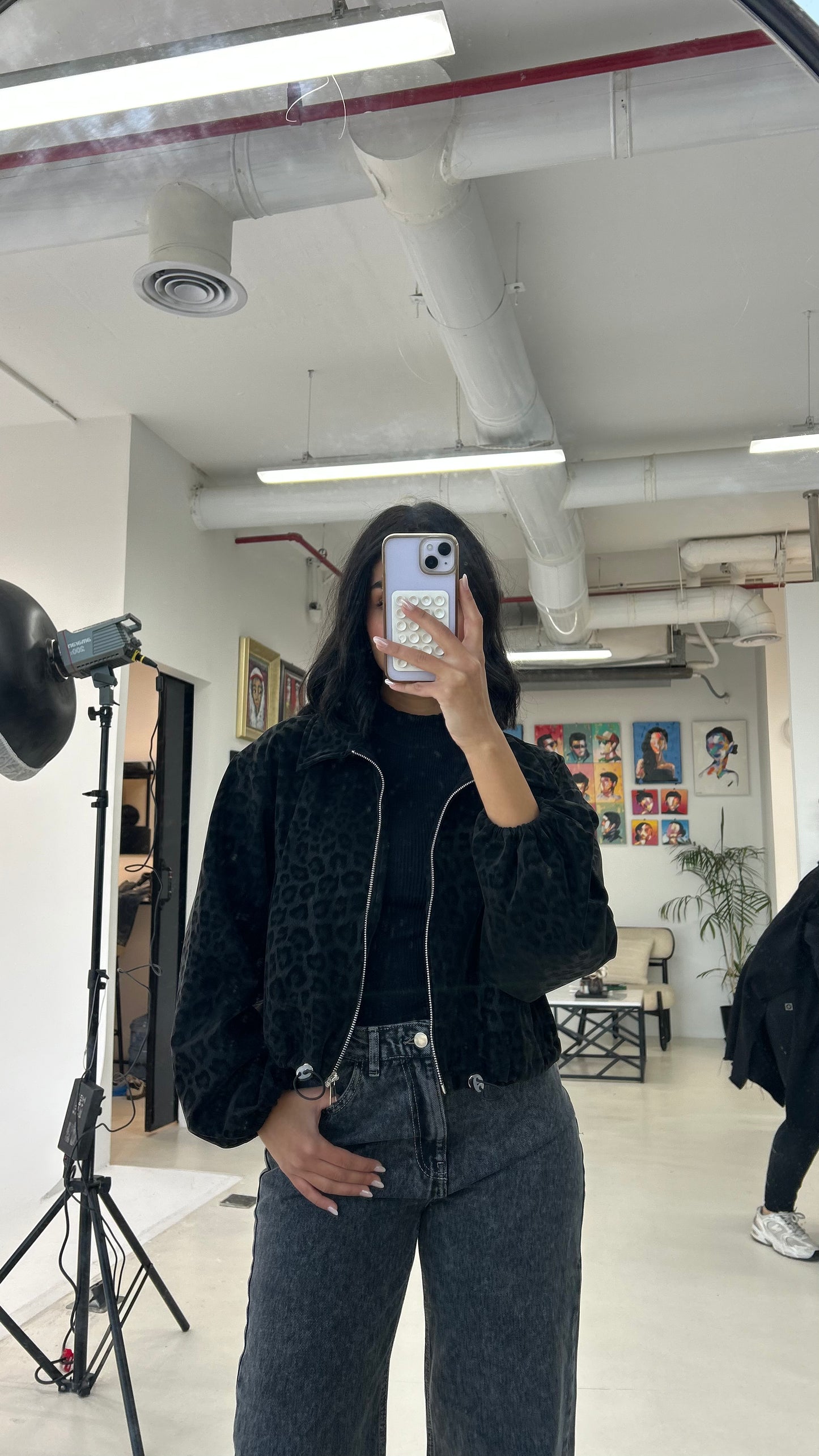 Black Cheetah Collared Jacket
