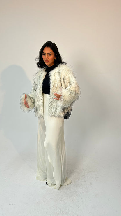 "Self-Love" Overskirt Satin Pants: Off White