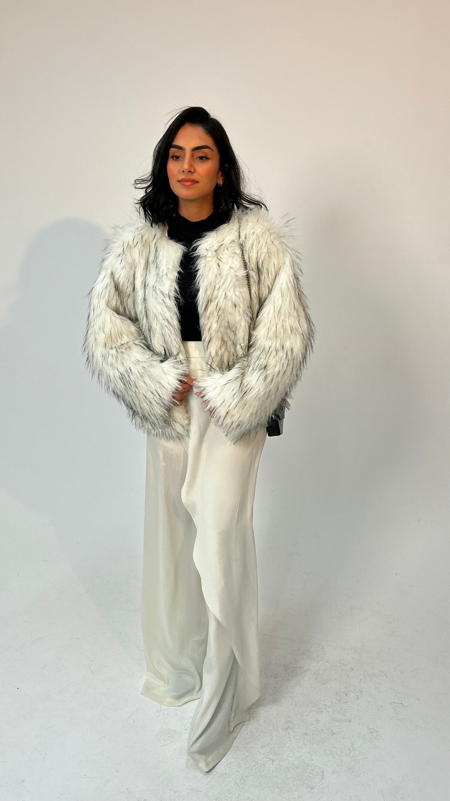 "Self-Love" Overskirt Satin Pants: Off White