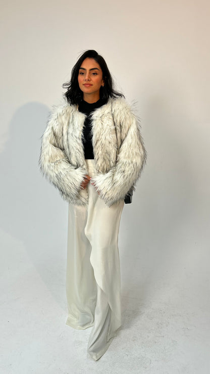 "Self-Love" Overskirt Satin Pants: Off White