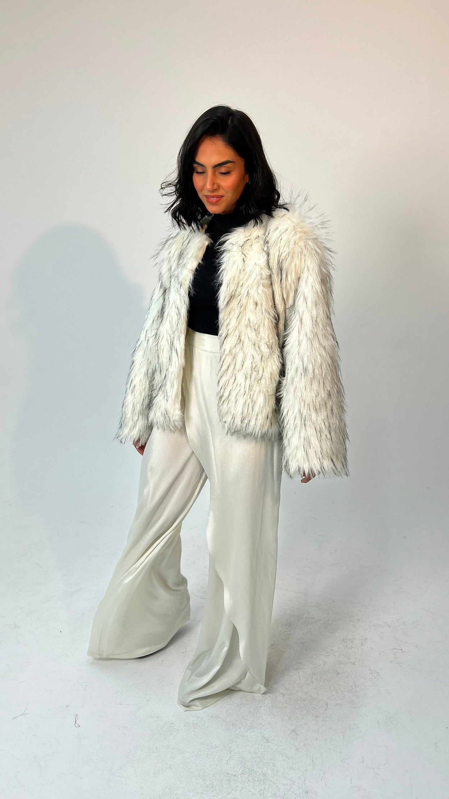 "Self-Love" Overskirt Satin Pants: Off White