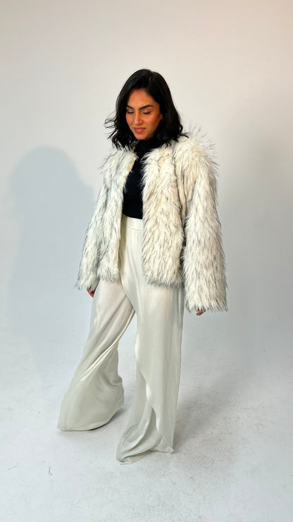 "Self-Love" Overskirt Satin Pants: Off White