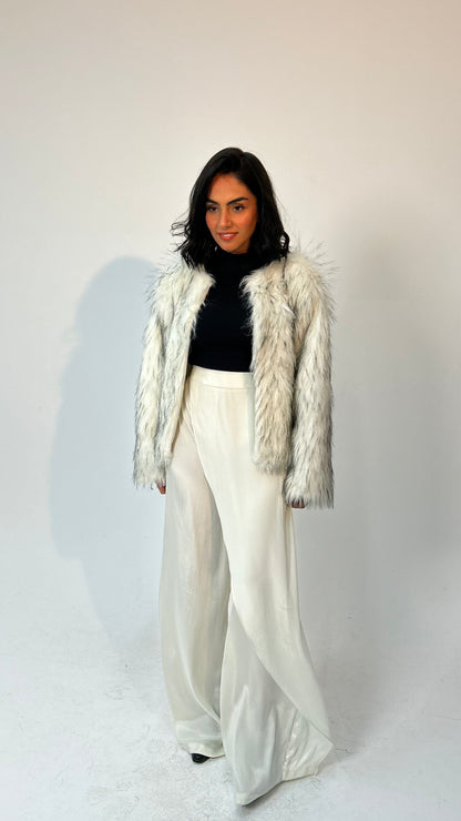 "Self-Love" Overskirt Satin Pants: Off White