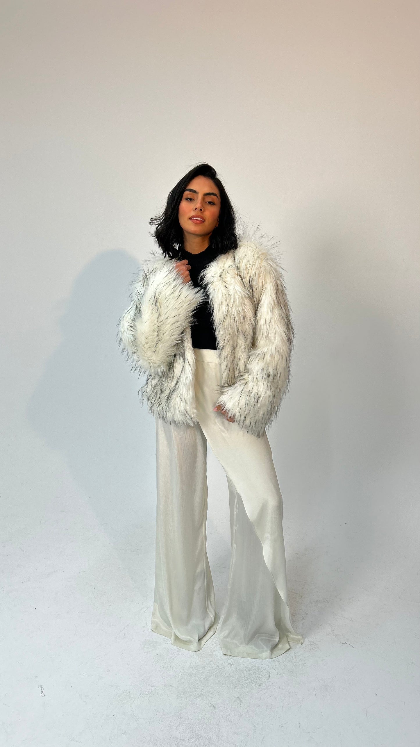 "Self-Love" Overskirt Satin Pants: Off White