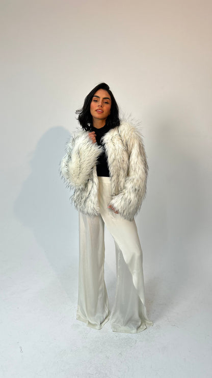 "Self-Love" Overskirt Satin Pants: Off White