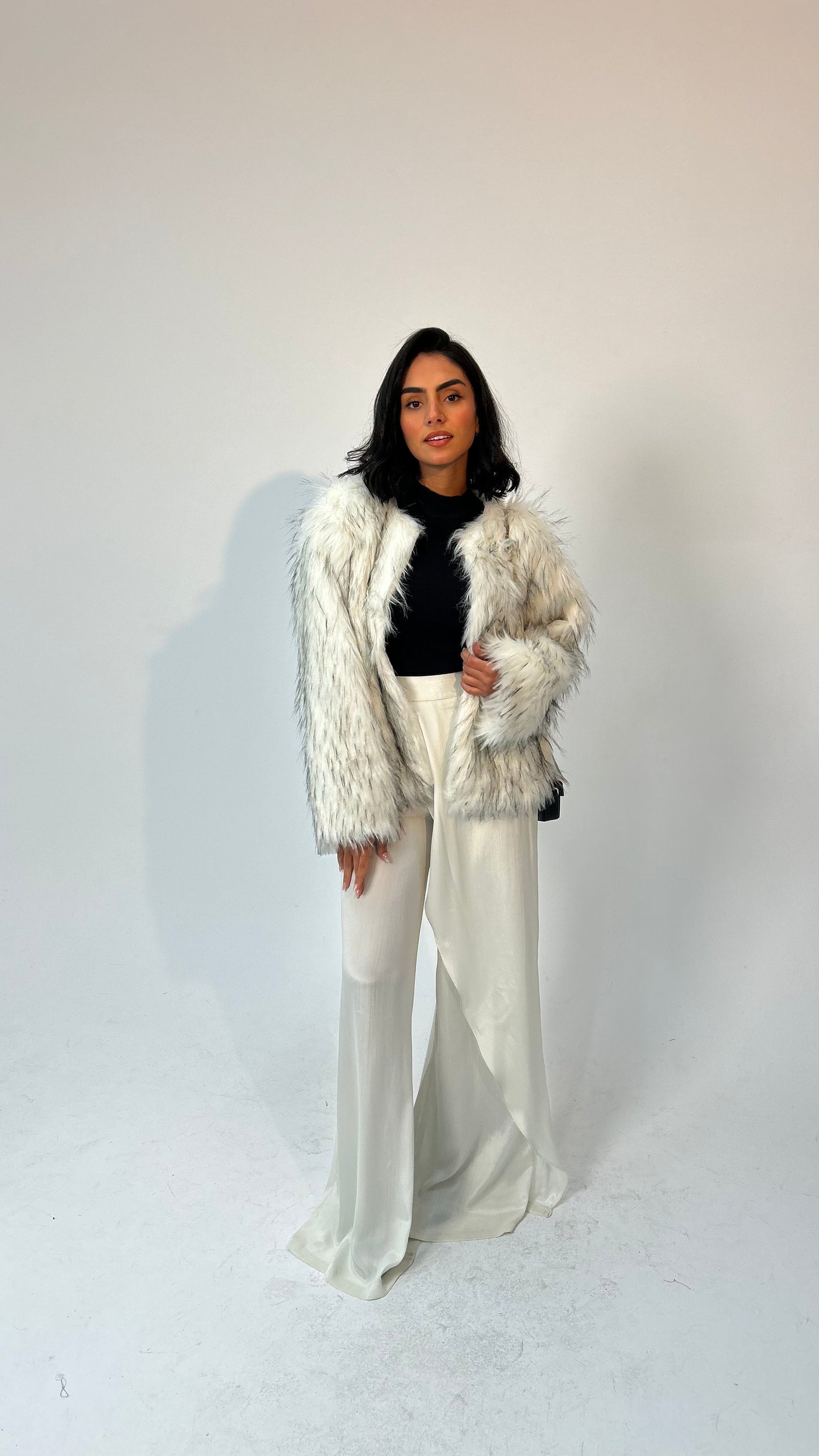 "Self-Love" Overskirt Satin Pants: Off White