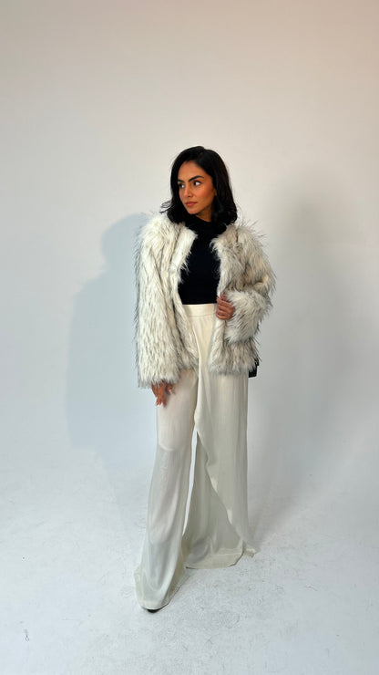 "Self-Love" Overskirt Satin Pants: Off White