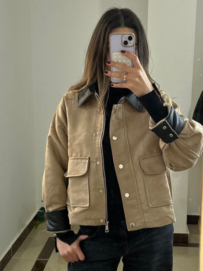 The Barn Jacket in Beige Suede