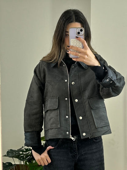 The Barn Jacket in Black Suede