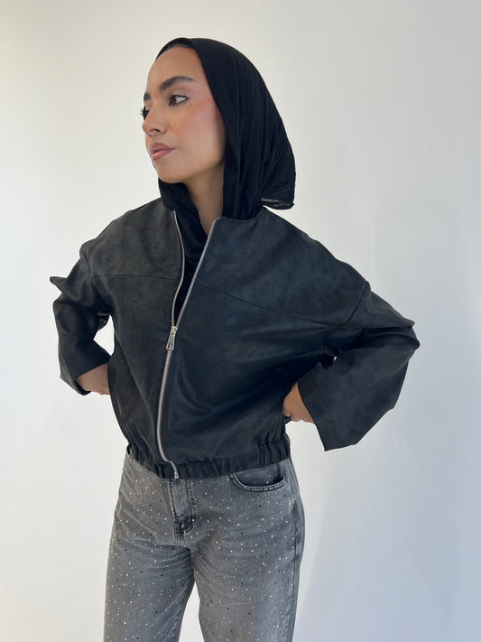 Boss-Girl Leather Jacket in Black