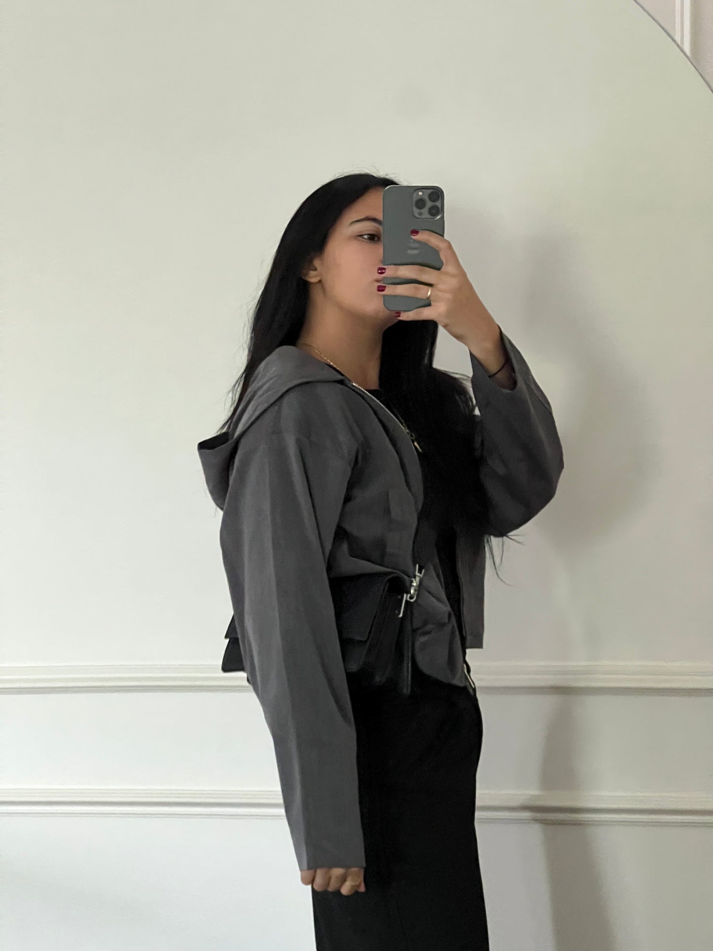Woman in Grey // Wool Hooded Jacket