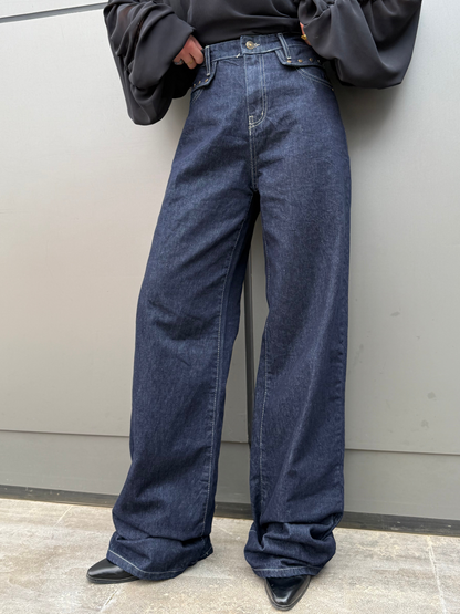 "Not-so-basic" Studded Pocket Jeans: Dark Blue