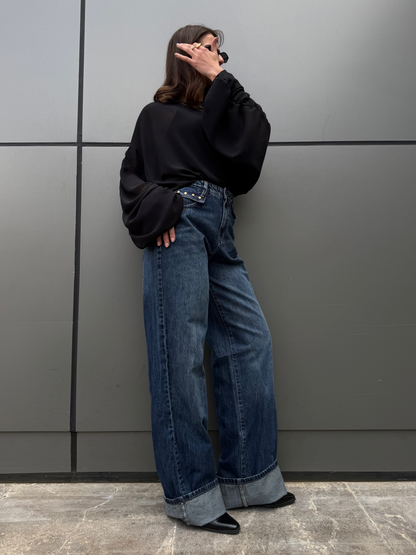 "Not-so-basic" Studded Pocket Jeans: Blue