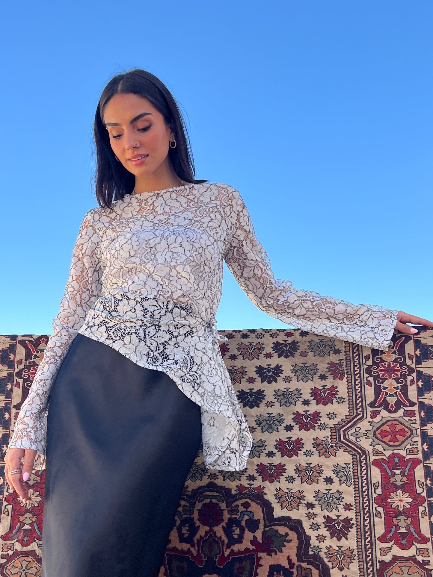 Lace Adjustable Top in White & Black