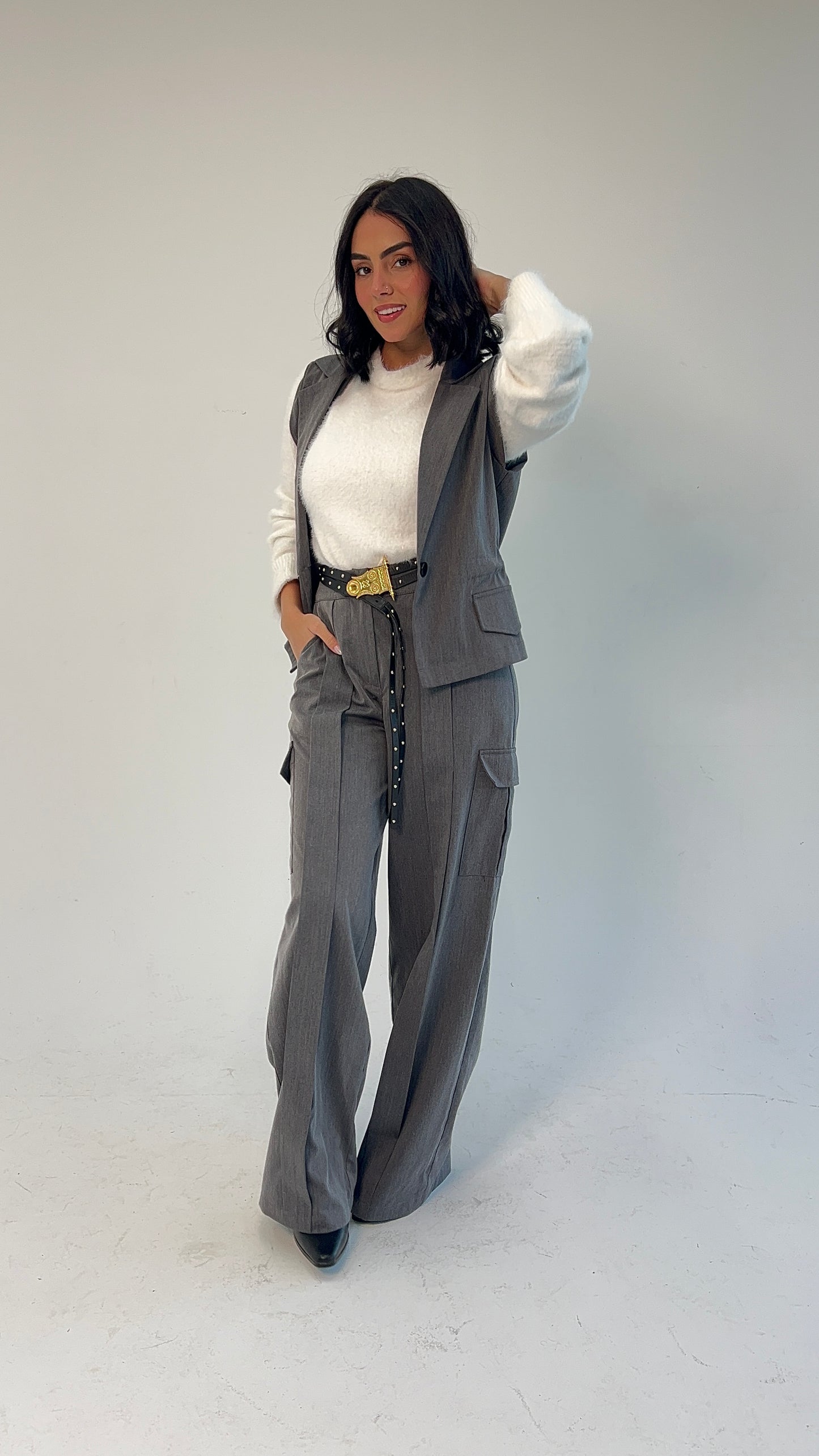 Woman in Grey // Wool Cargo-Work Pants