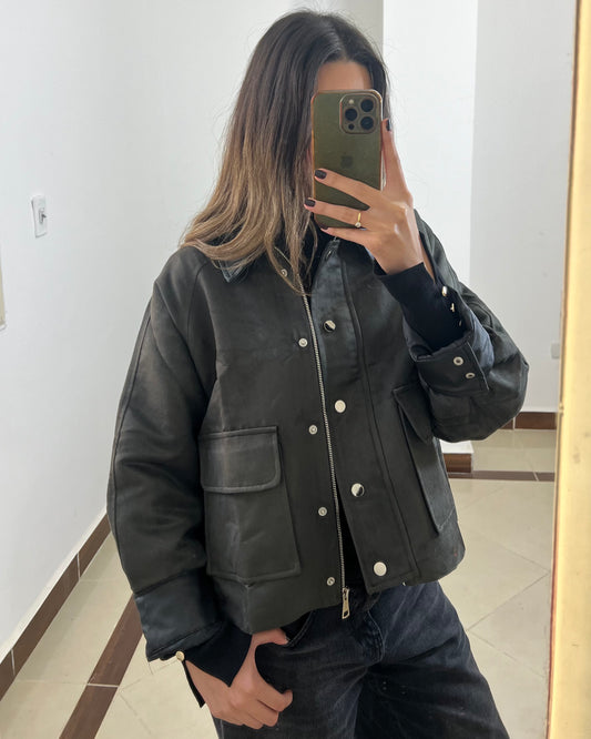 The Barn Jacket in Black Suede