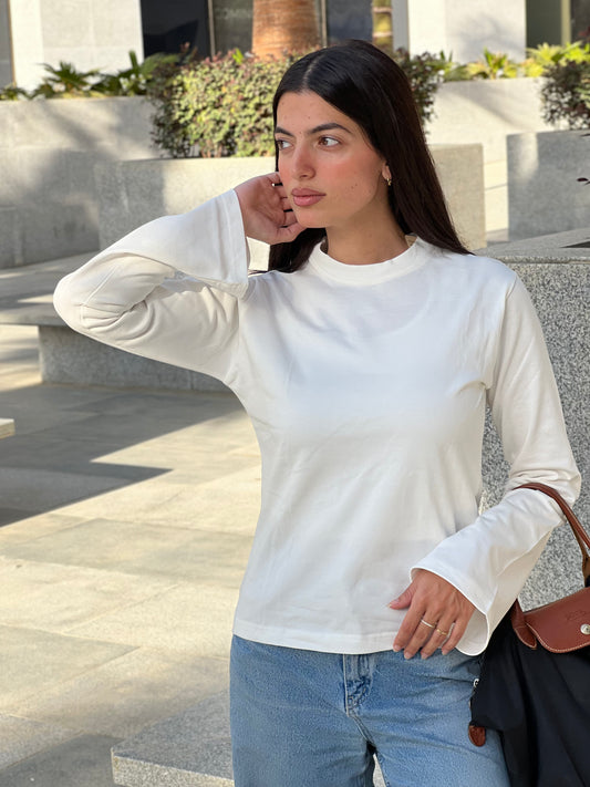Body-Loving Cotton T-Shirt in Off-White