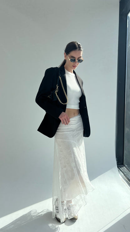 Boho Lace Skirt: Off White