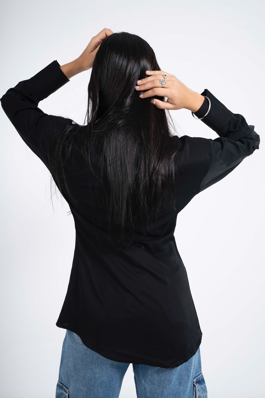 Utility Zip up Shirt in Black