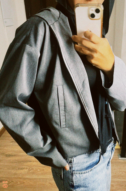 Woman in Grey // Wool Hooded Jacket