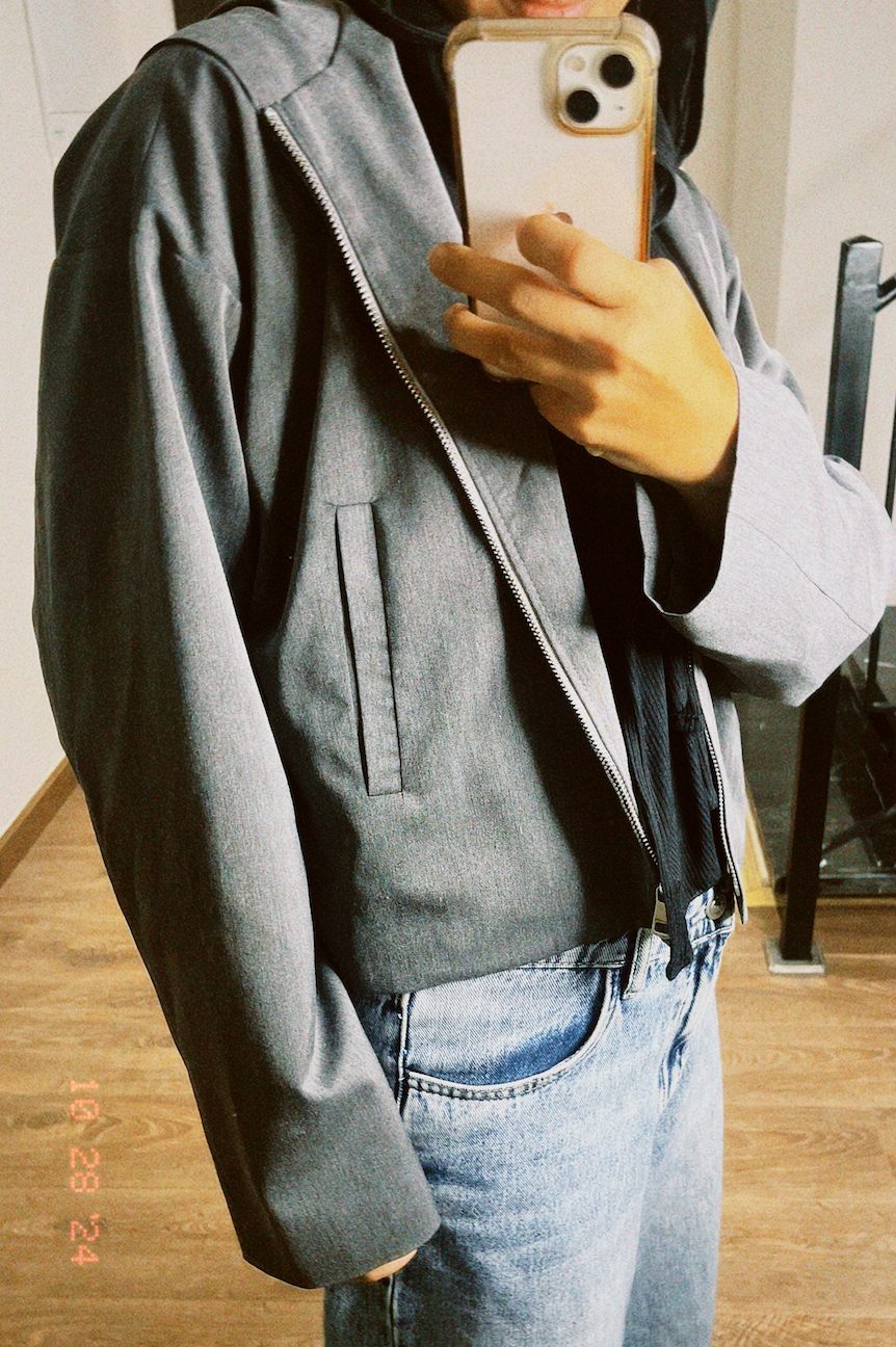Woman in Grey // Wool Hooded Jacket