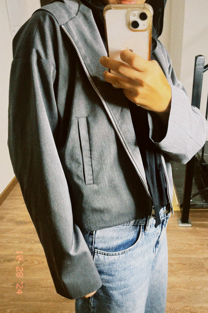 Woman in Grey // Wool Hooded Jacket