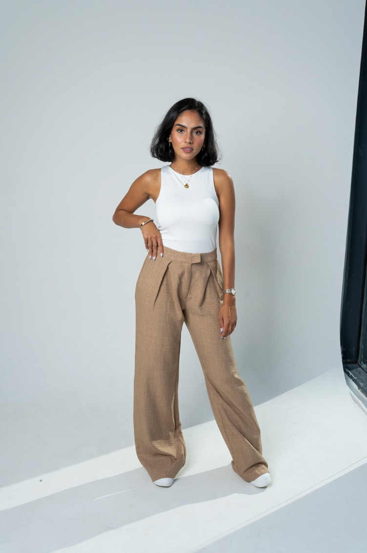 The V Pants: Dark Beige