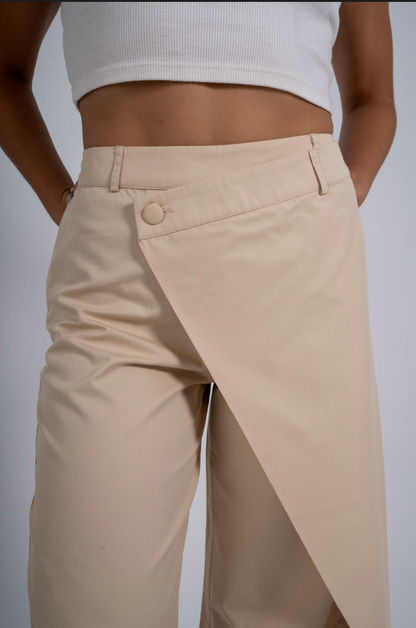 Beige OverLap Pants