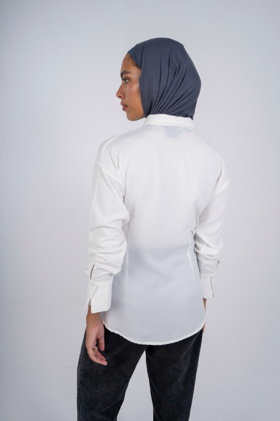 Utility Zip-Up Shirt in White