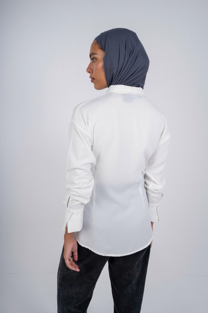 Utility Zip-Up Shirt in White