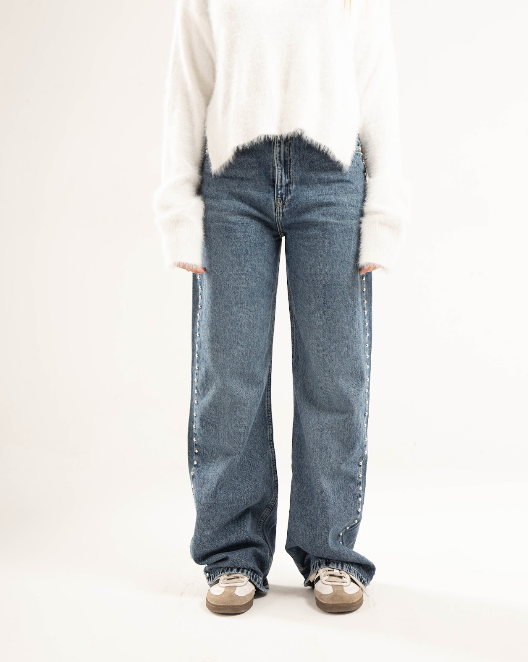Studded Clean Girl Blue Jeans