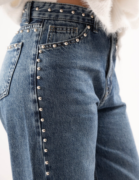 Studded Clean Girl Blue Jeans