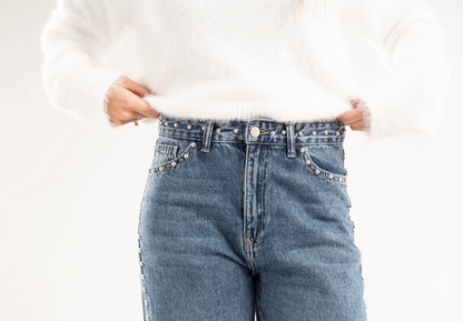 Studded Clean Girl Blue Jeans