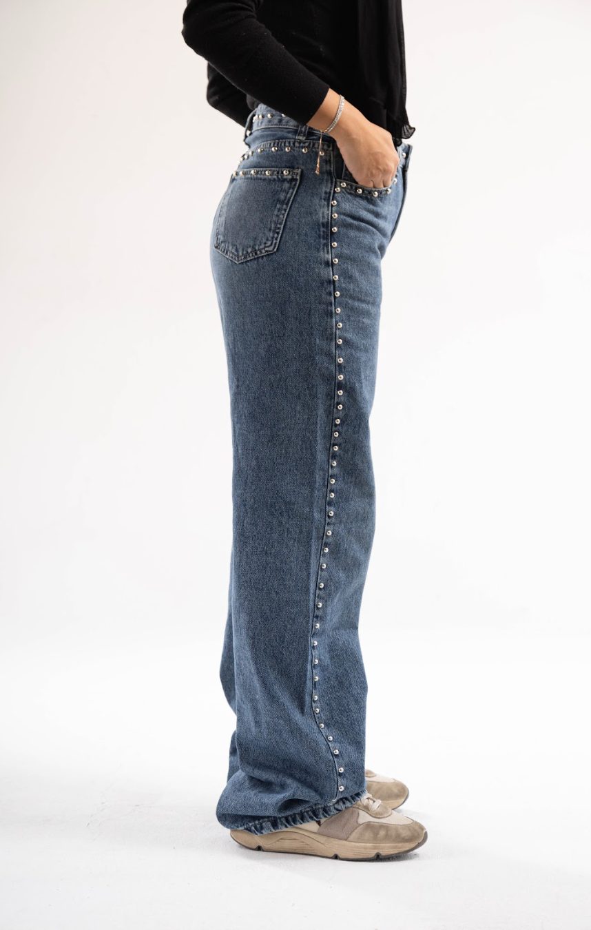 Studded Clean Girl Blue Jeans