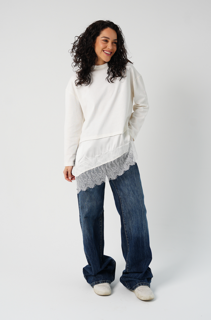 T-Shirt with Satin & Lace