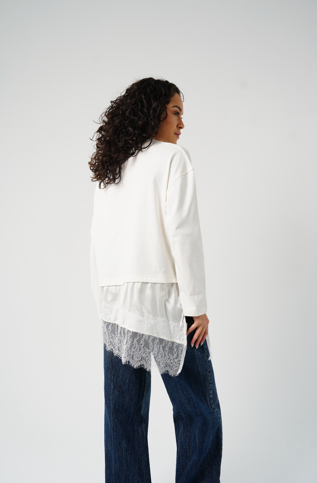 T-Shirt with Satin & Lace