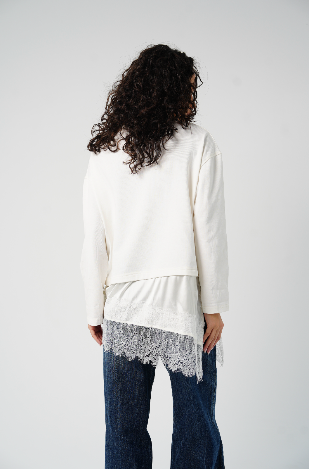 T-Shirt with Satin & Lace