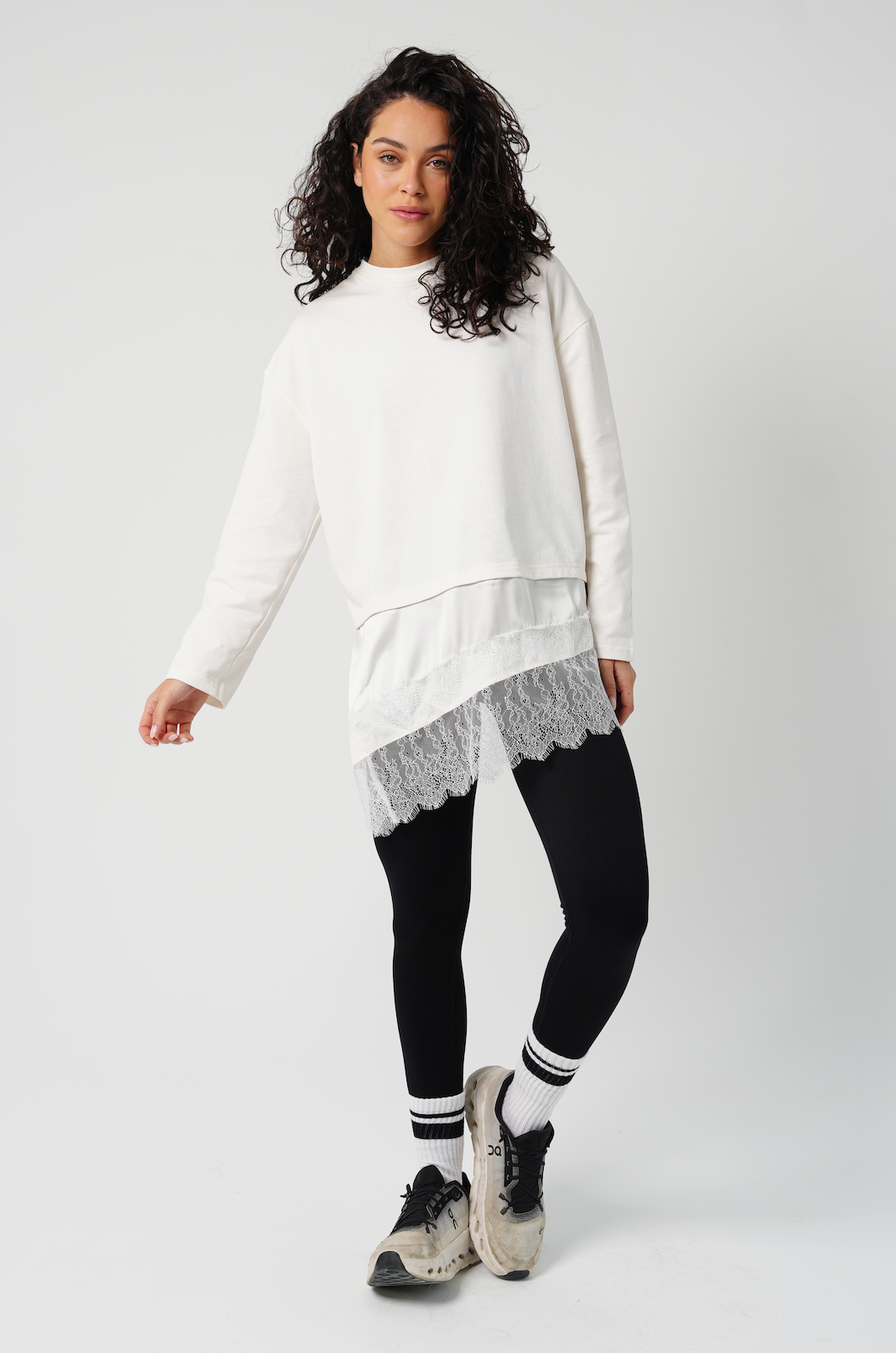 T-Shirt with Satin & Lace